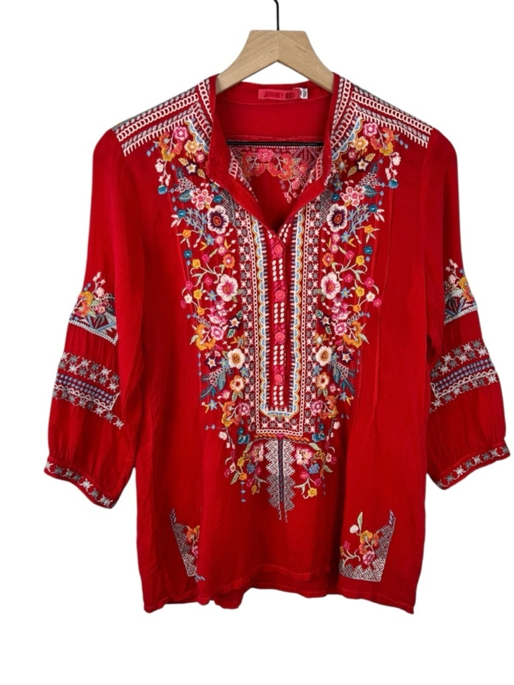 Johnny Was Bethanie Embroidered Tunic Top